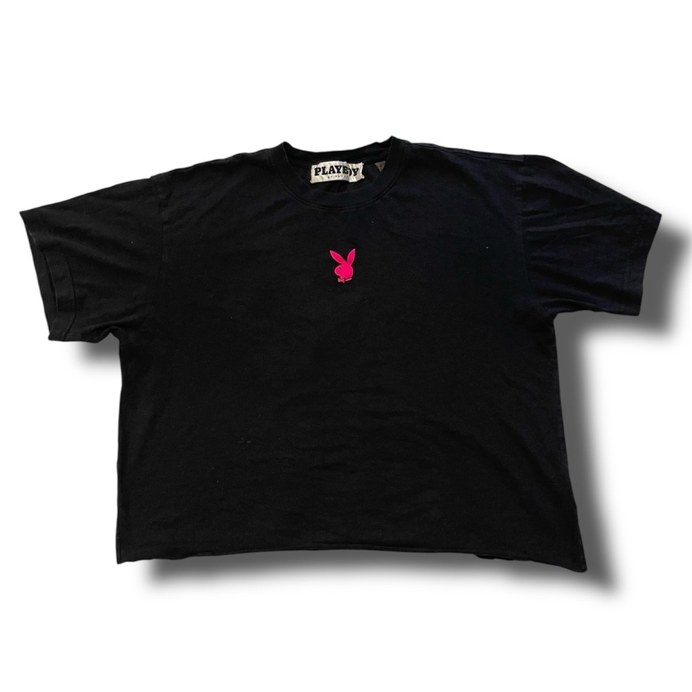 PLAYBOY Black Tee with Pink Bunny